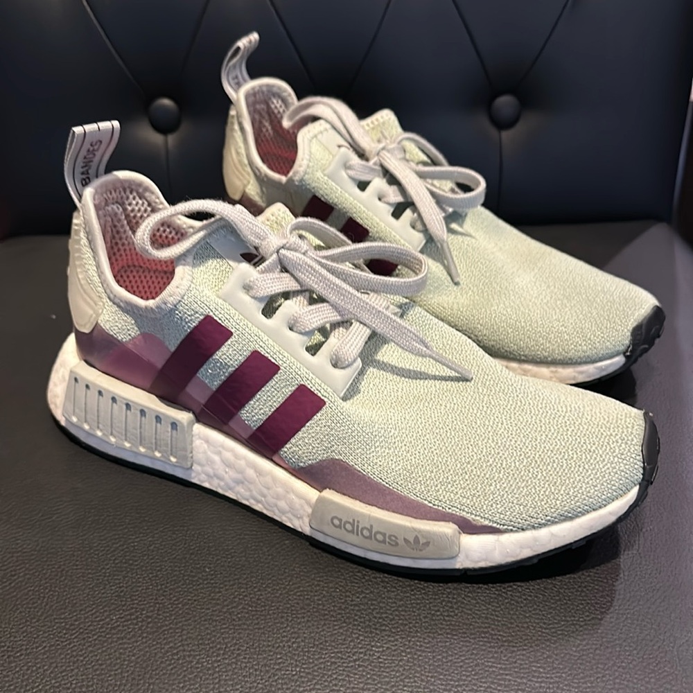 Adidas NMD R1 Sneakers Ash Silver Purple size 7.5